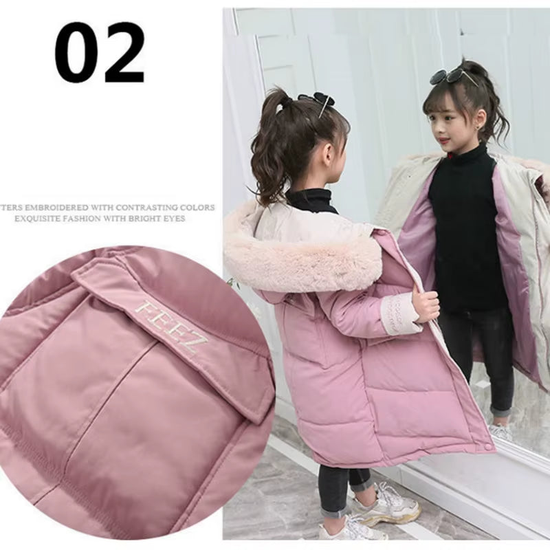 Children Winter down Cotton Jacket 2020 New Fashion Girl Clothing Kids Clothes Thick Parka Fur Hooded Snowsuit Outerwear Coat