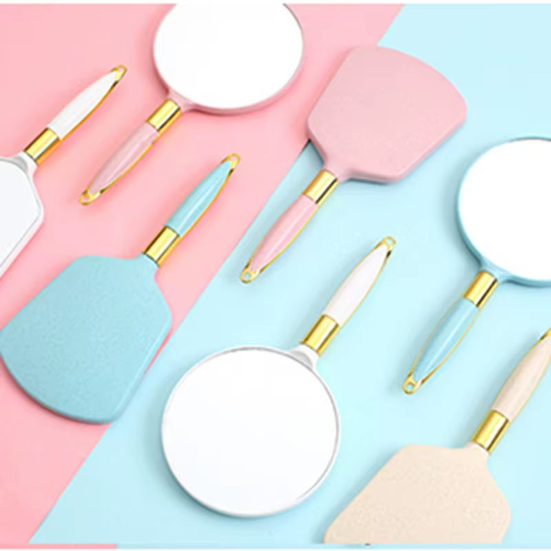 Lady Handheld Makeup Mirror Cosmetic Retro Mirror SPA Salon Makeup Birthday Gifts Female Portable Makeup Tools