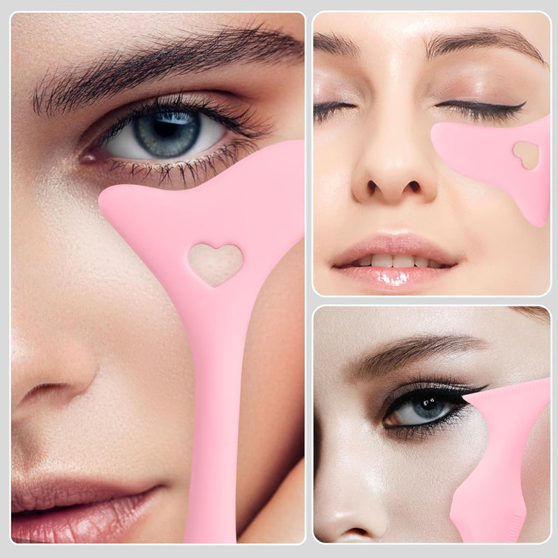 2Pcs Eyeliner Stencils, Silicone Wing Eyeliner Stencils Eyeliner Stencils Tool for Beginners Multifunctional Eyeliner Guide Tool Eye Makeup Stencils for Eyeliner Eyelash Eyeshadow (Pink)