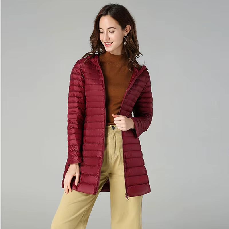 Winter Long down Jackets Women Oversize Ultra Light Thin Coat Autumn Fashion Casual Slim Parka ED1342