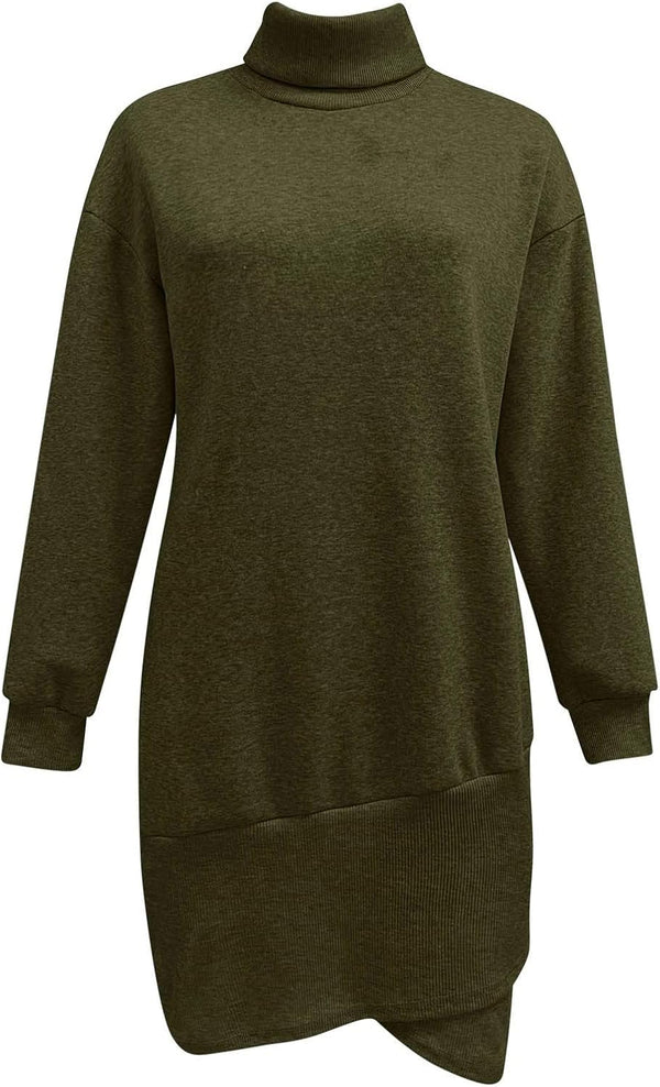 Womens Winter Turtleneck Long Sleeve Bodycon Pullover Casual Mini Sweater Dress