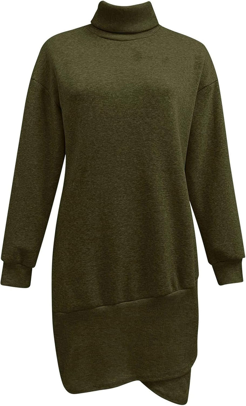 Womens Winter Turtleneck Long Sleeve Bodycon Pullover Casual Mini Sweater Dress