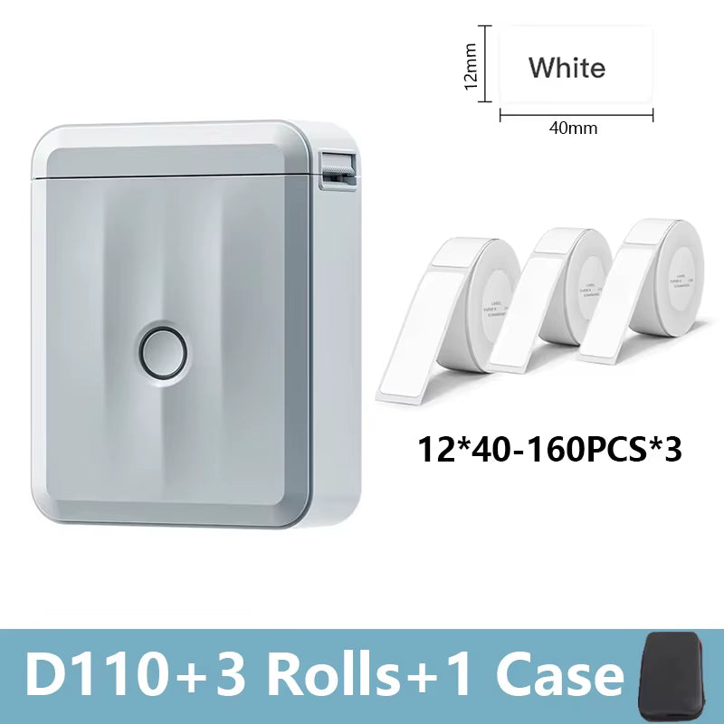 D110 Mini Portable Printer for Mobile Thermal Adhesive Label Printer for Stickers Pocket Labeling Maker Machine Wireless