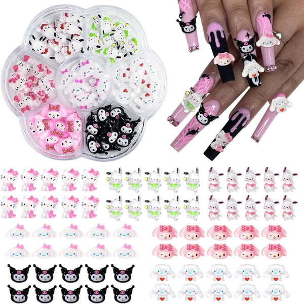 70Pcs Nail Charms, Kawaii Nail Charms 3D Nail Art Charms Flatback Resin Charms for DIY Nail Art Decorations Supplies