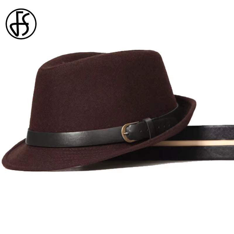Mens Fedoras Black Panama Fashion Hat Imitate Wool Male Gangster Trilby Cap Casual Party Wide Brim England Style Jazz Hats