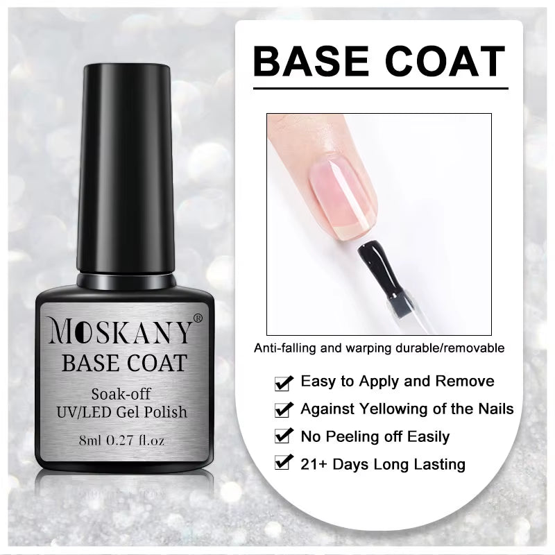 Acrylic No-Acid Primer Nail Art Set with Base Coat and Top Coat Soak off Gel Nail Polish for Nail Art Design Tool Kit