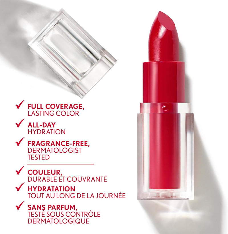 Clean Lip Color, Satin Finish, 24-Hour Wear, Squalane, Avocado & Aloe, Carmine-Free, Non-Drying