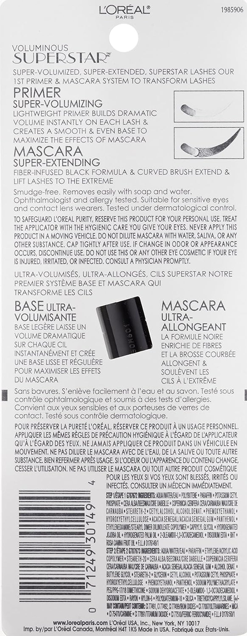 L’Oréal Paris Superstar Mascara Blackest Black, 12.7-Milliliters