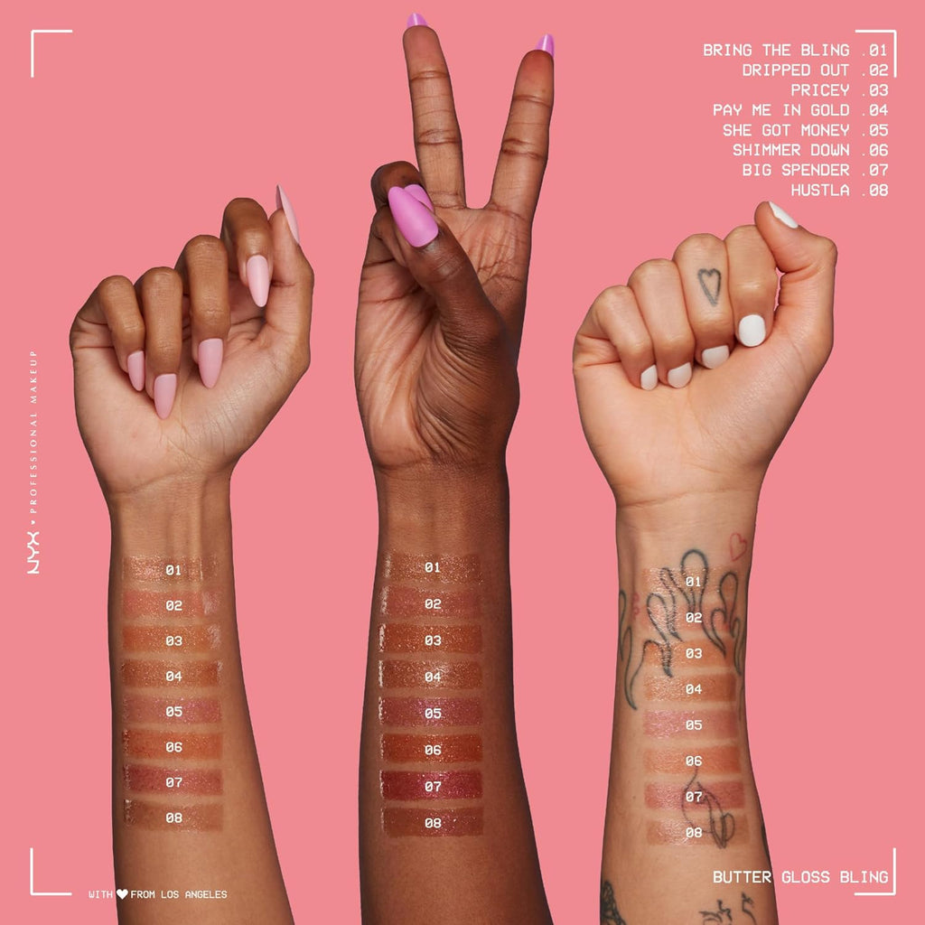 , Butter Gloss Bling, Non-Sticky, High Shine, Universally Flattering, 8 Ml - She Got Money (Shimmery Pink)