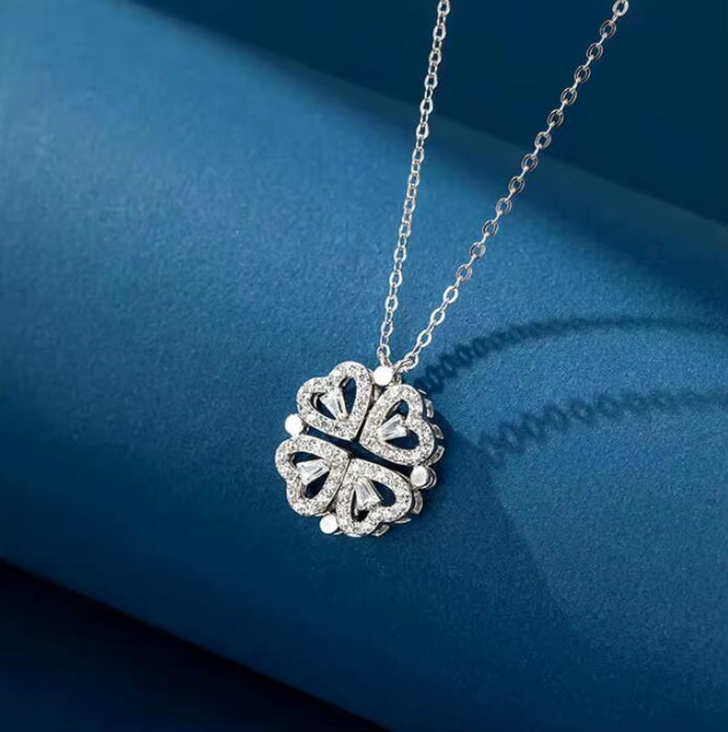 925 Sterling Silver Clover Necklace Four Leaf Heart Shape Pendant Necklace for Women Hart Luxury Jewelry Sale Dropshipping