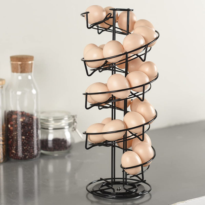 Spiral Design Metal Egg Skelter Dispenser Rack,Storage Display Rack (Black)