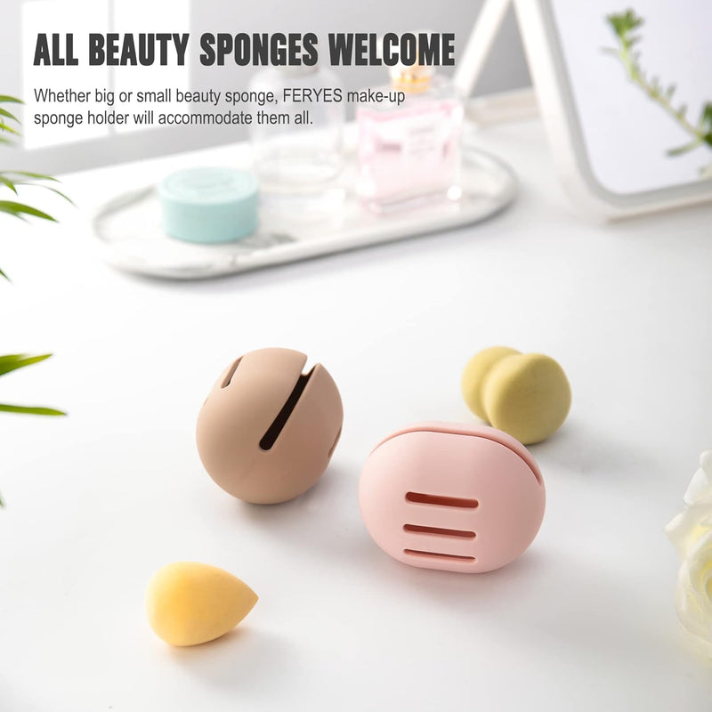 Makeup Sponge Holder – Shatterproof Eco-Friendly Silicone Beauty Make up Blender Case for Travel - Pink