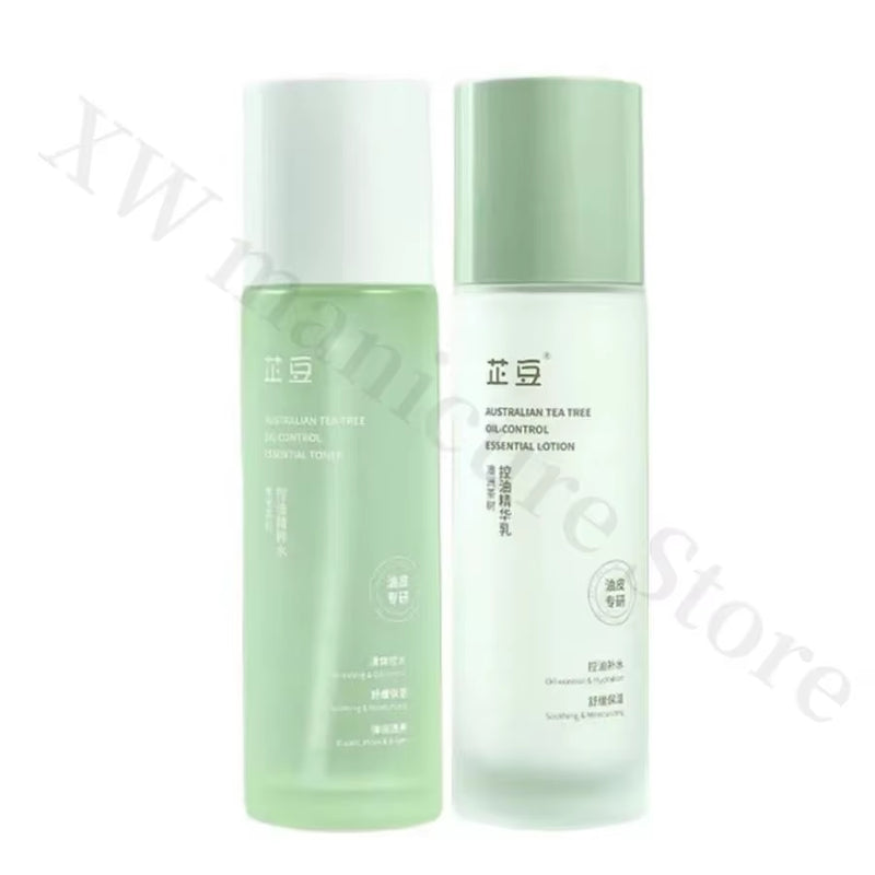 Tea Tree Essence Set Oil Control Acne Removal Skin Soothing Hydrating Oily Skin Care Unisex Water Lotion Two-Piece Set Skin Care
