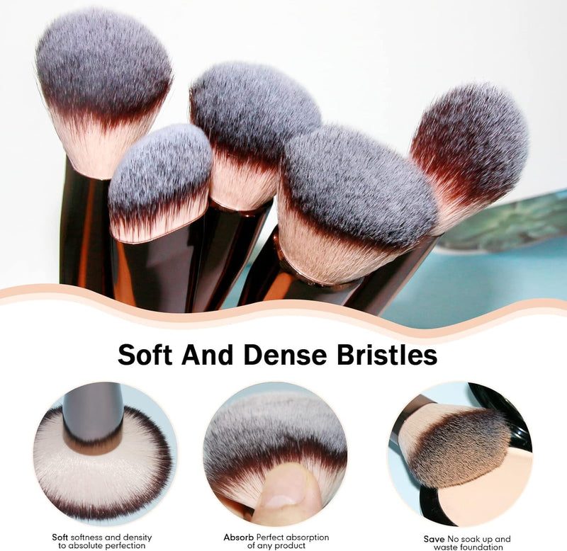 Makeup Brushes,  16Pcs Complete Premium Synthetic Makeup Brush Set with Professional Foundation Brushes Powder Concealers Eye Shadows Blush Makeup Brush for Perfect Makeup (Champagne Gold)