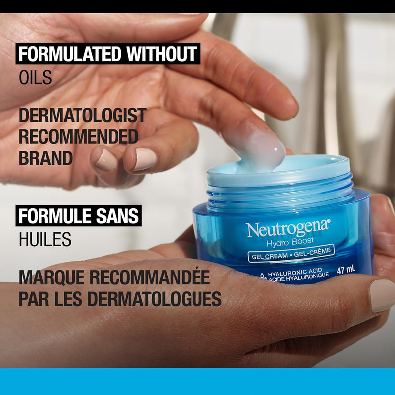 Hydro Boost Gel Cream Face Moisturizer - Oil-Free Facial Cream with Hyaluronic Acid for Dry Skin - Lightweight, Non-Comedogenic Daily Hydrating Formula, 47Ml