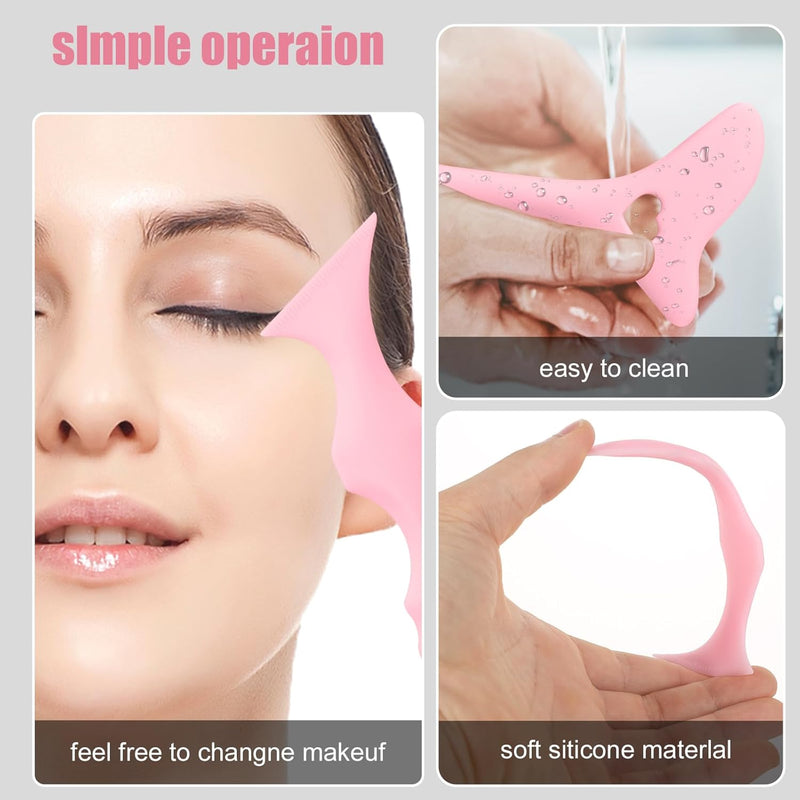 2Pcs Eyeliner Stencils, Silicone Wing Eyeliner Stencils Eyeliner Stencils Tool for Beginners Multifunctional Eyeliner Guide Tool Eye Makeup Stencils for Eyeliner Eyelash Eyeshadow (Pink)