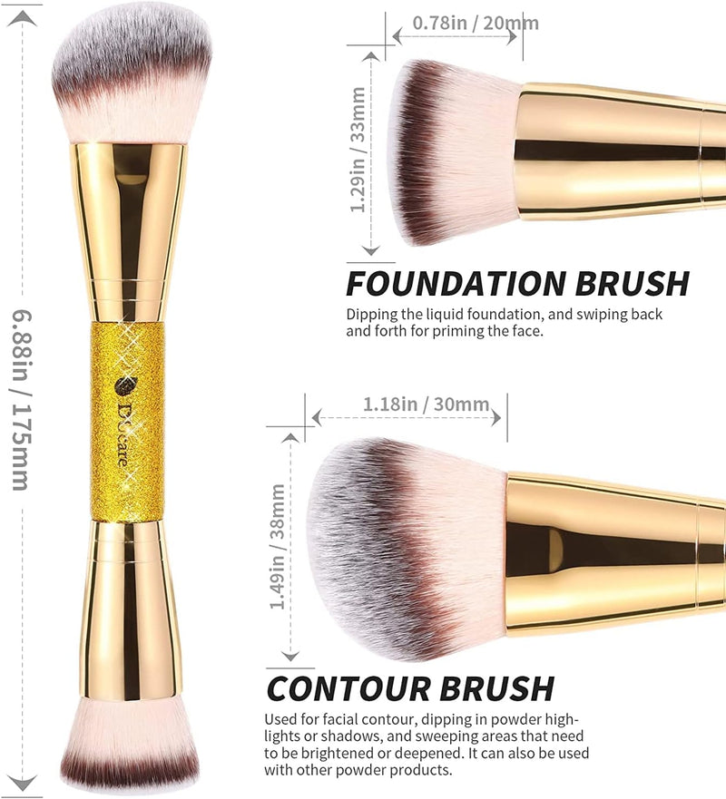 Foundation Brush Contour Bronzer Makeup Brush Double Ended Self Tanner Brush Sculpting Brush for Blending Liquid Powder Concealer Cream Cosmetics Blush Buffe