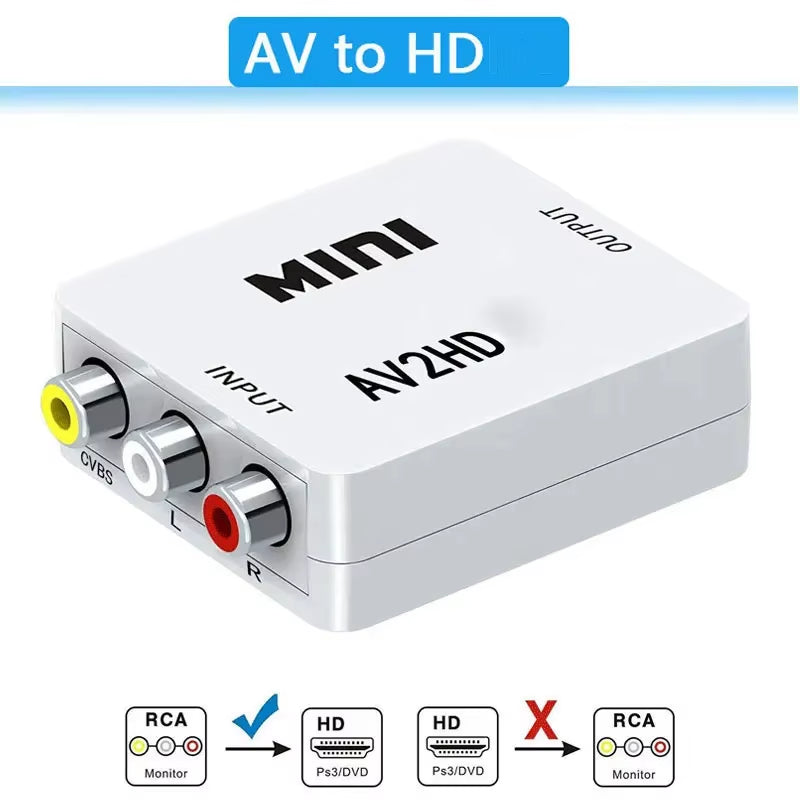 AV to Hdmi-Compatible Adapter 1080P Video Composite Converter Av2Hdmi-Compatible RCA to HDTV CVSB L R Video Scaler Converter Box