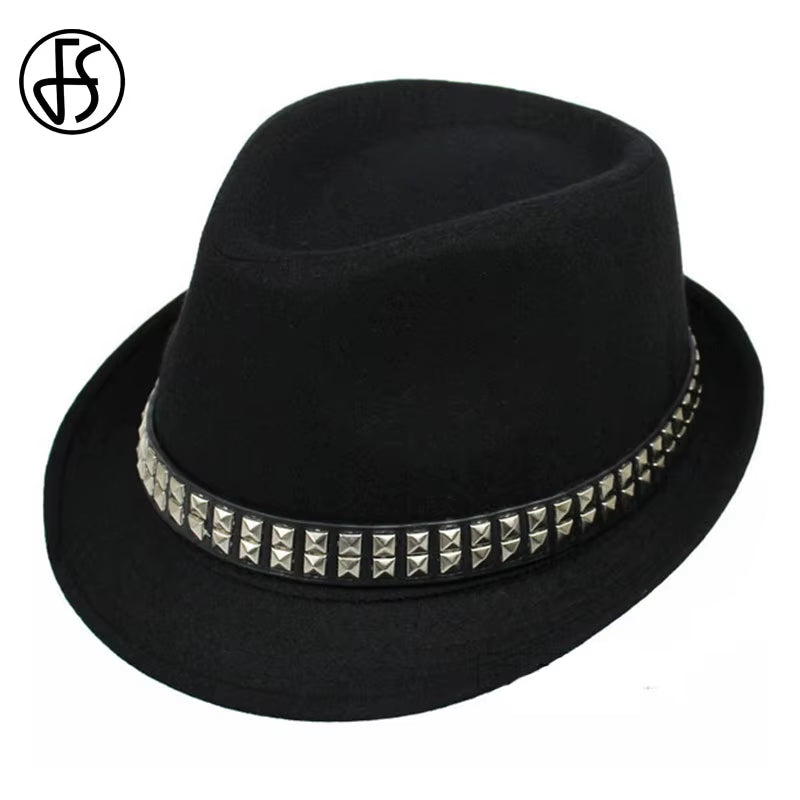 Mens Fedoras Black Panama Fashion Hat Imitate Wool Male Gangster Trilby Cap Casual Party Wide Brim England Style Jazz Hats