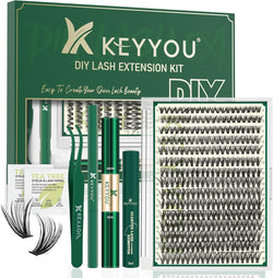DIY Lash Extension Kit  300Pcs Individual Eyelash Extension Kit 40D 0.07D Curl 8-16MIX Lash Clusters with Lash Glue Remover Applicator Easy to Use for Beginners(40D-0.07D,8-16Mix)