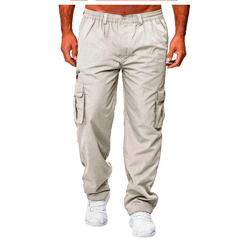Men'S Casual Multi-Pocket Loose Straight Cargo Pants
