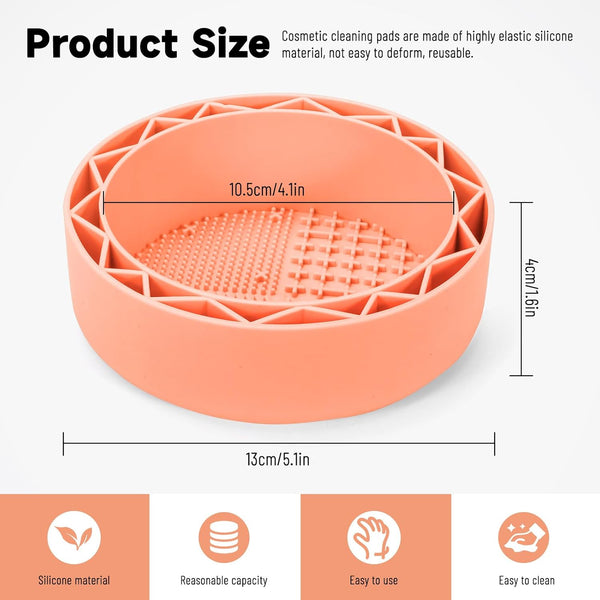 Makeup Brush Cleaner Mat with Drying Rack, Silicone Makeup Brush Cleaning Mat Scrubber Bowl, Make up Brush Cleaner Pad for Cosmetic Brushes,Orange