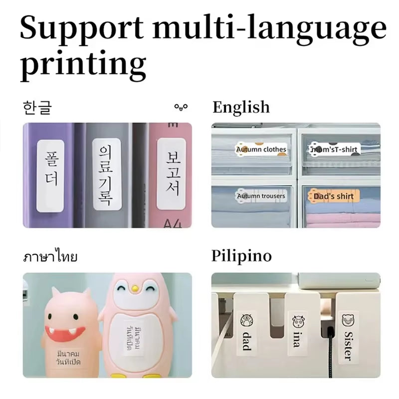 D110 Mini Portable Printer for Mobile Thermal Adhesive Label Printer for Stickers Pocket Labeling Maker Machine Wireless
