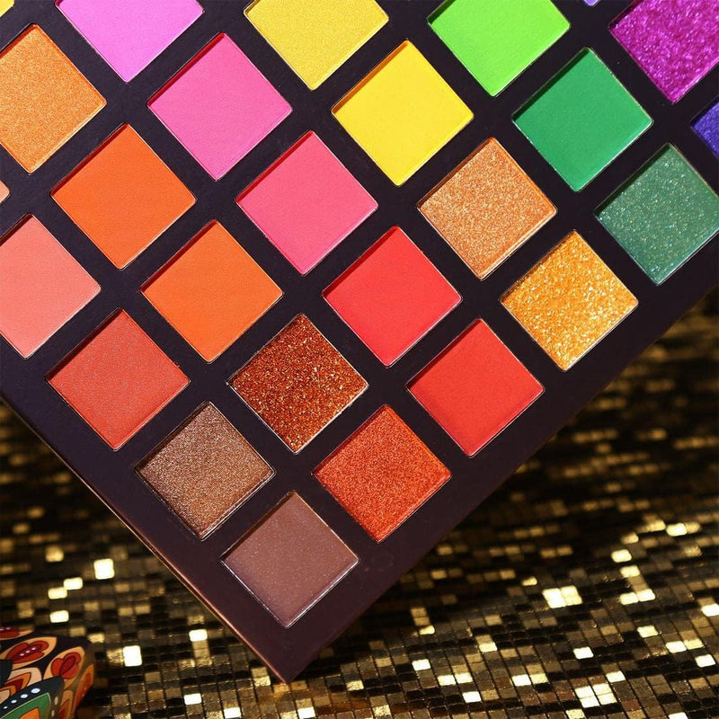 EXOTIC FLAVORS Neon Eyeshadow Makeup Palette - 48 Colorful High Pigmented - Rainbow Matte Shimmer Glitter Eye Shadow Make up Pallet Gift Set