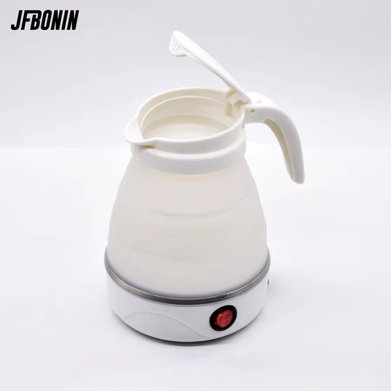220V 0.6L Mini Folding Kettle Portable Water Heater 600W Silicone Compression Electric Kettle Home Kettle Easy to Travel