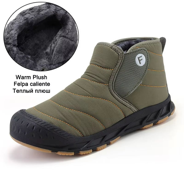 Winter Men Snow Boots Warm Fur Big Size 36-47 Unisex Ankle Boots Long Plush Outdoor Mens Sneakers Waterproof Male Casual Shoes
