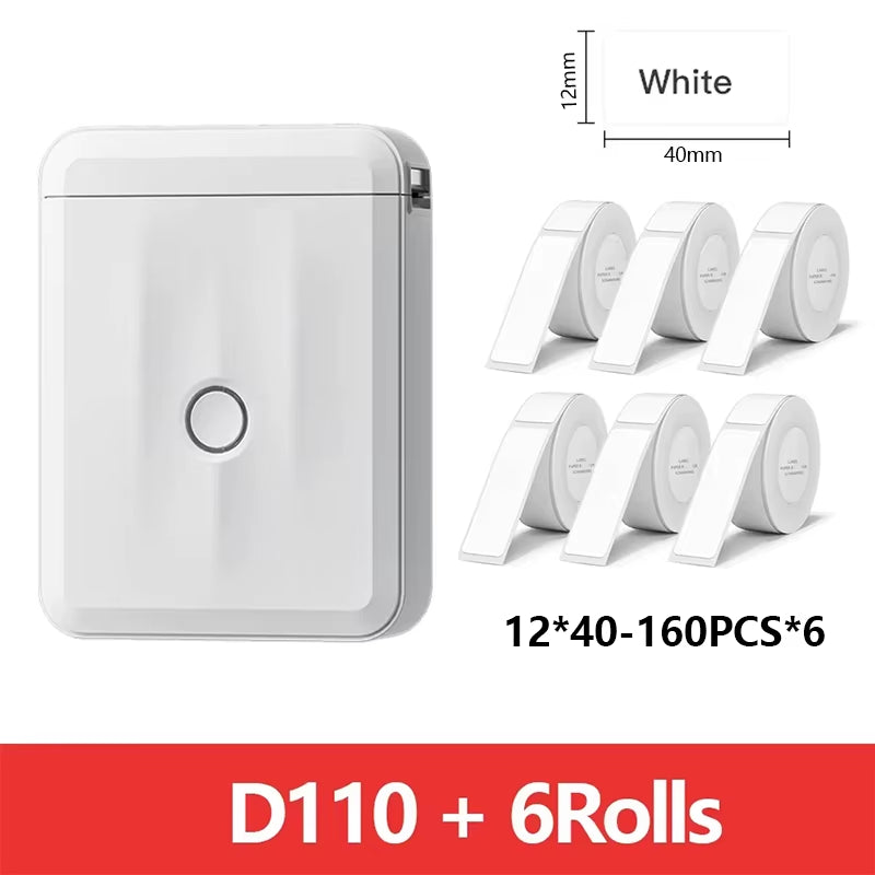 D110 Mini Portable Printer for Mobile Thermal Adhesive Label Printer for Stickers Pocket Labeling Maker Machine Wireless