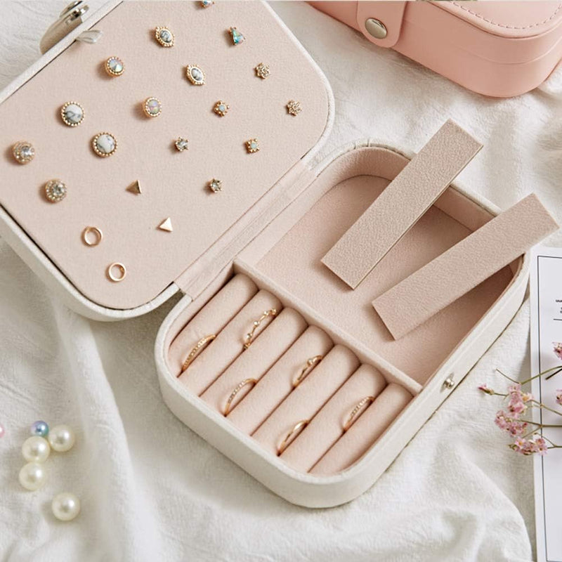 Travel Jewelry Organizer Storage Case & 2 Tiers Jewelry Portable Box Earrings Travel Case Storage Organizer Container