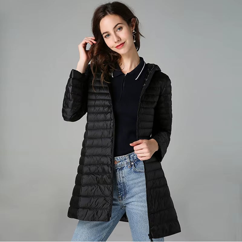 Winter Long down Jackets Women Oversize Ultra Light Thin Coat Autumn Fashion Casual Slim Parka ED1342