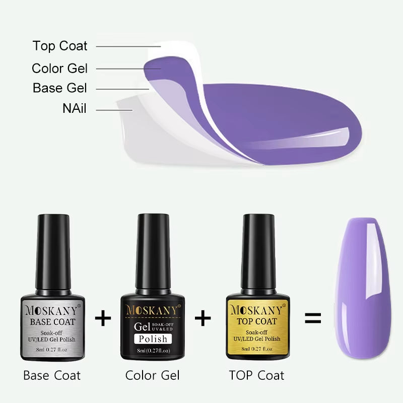 Acrylic No-Acid Primer Nail Art Set with Base Coat and Top Coat Soak off Gel Nail Polish for Nail Art Design Tool Kit