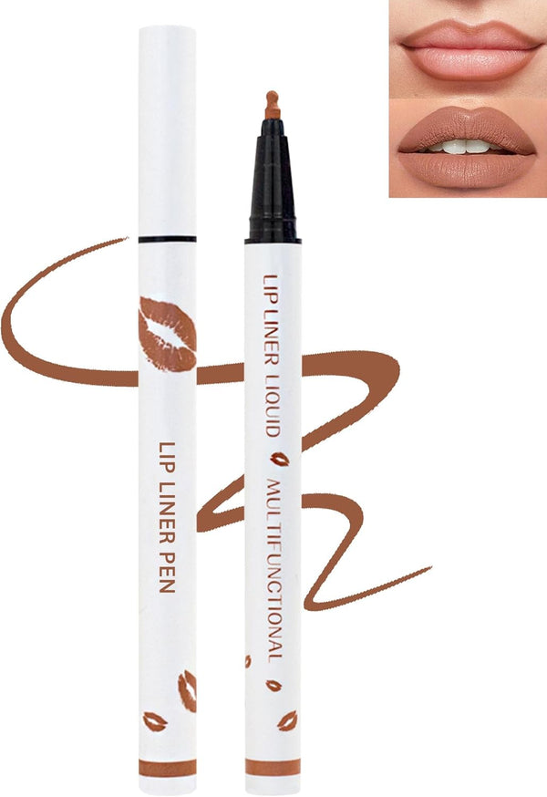 Lip Liner Stain Marker Pen-Nude Matte Waterproof Liquid Lipstick & Lip Liner Pencil, Long Lasting Smudgeproof Non-Stick Cup Lip Tint Stain, Color Stay All Day, Lipstain Makeup Gift for Women-05#Brown