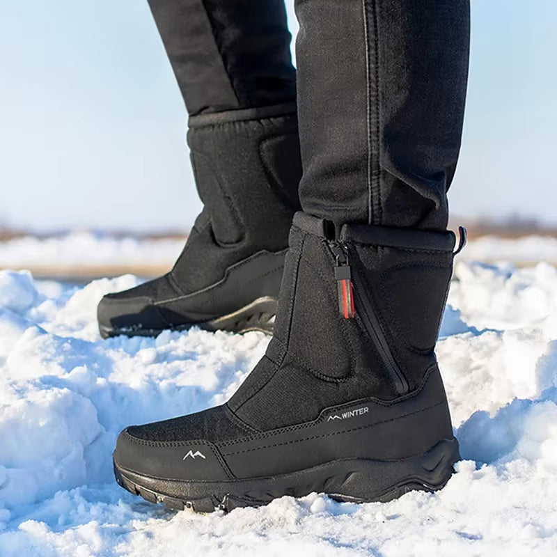 Men Boots 2025 Winter Shoes for Men Warm Snow Boots Mid-Calf Men Warm Shoes Thick Plush Winter Boots for Men Women Cotton Shoes