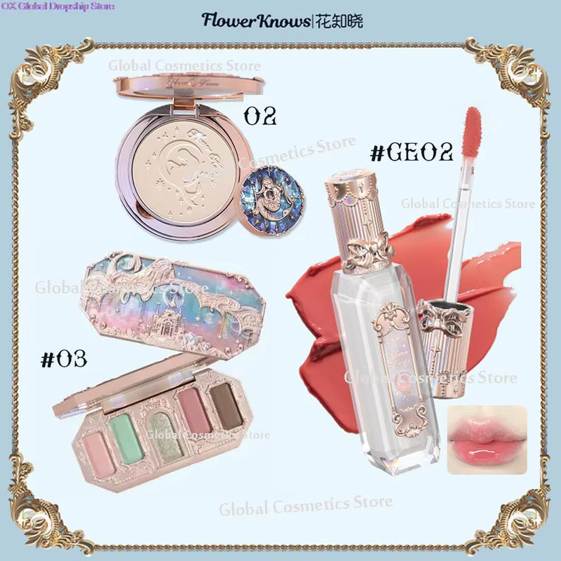 Flowerknows Moonlight Mermaid Series Makeup Kit for Women Eyeshadow Palette Lipstick Lip Gloss Makeup Powder Makeup Set