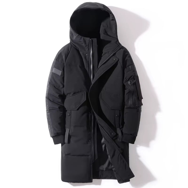 Winter Men'S down Jacket Hooded Fashion Long down Coat Men Windproof Waterproof Thick Warm Brand Mens Clothing Long Parka