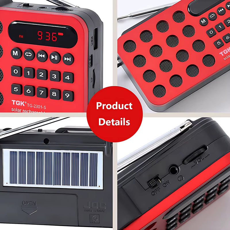 Solar Bluetooth Radio | Portable FM Receiver Radio |  Kellyzbeauty