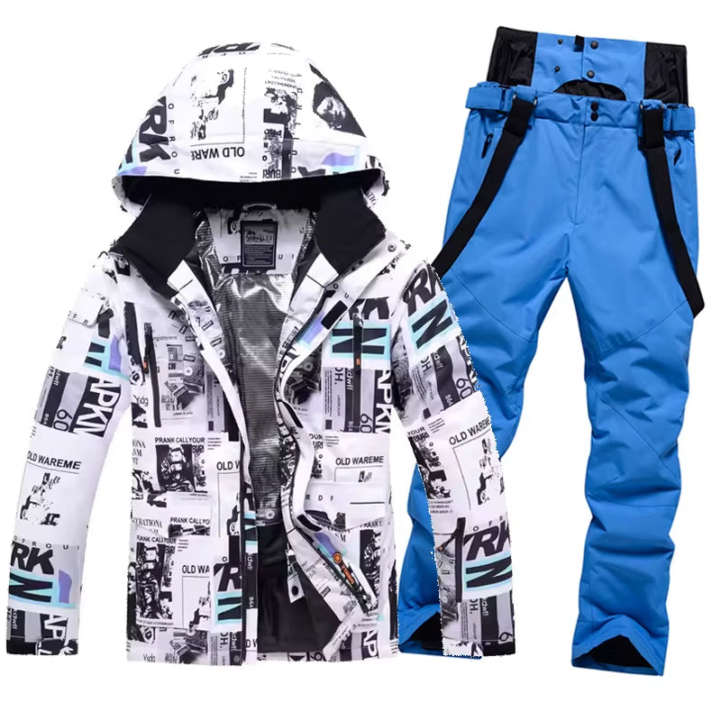 New Men Women Couples Ski Suit Winter Windproof Thick Warm Skiing Jacket and Pants Set Outdoor Snow Snowboarding Costumes