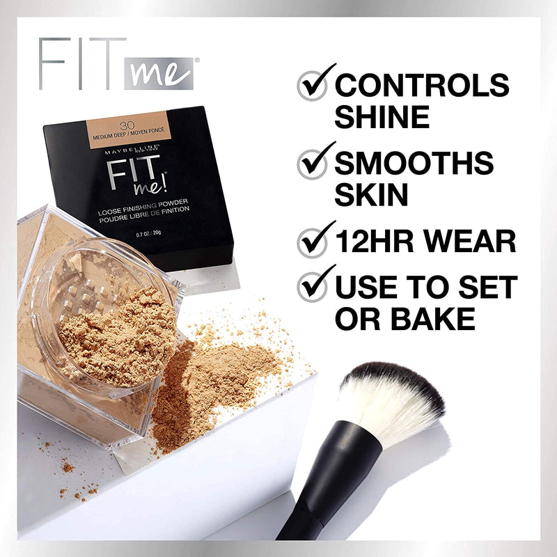 New York Fit Me Matte + Poreless Foundation Makeup, Ultra-Lightweight & New York Fit Me Loose Finishing Powder, Fair Light, 0.7 Oz.