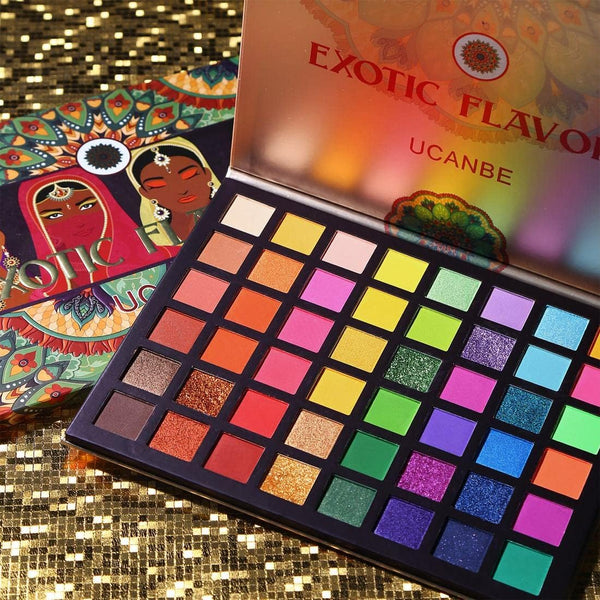 EXOTIC FLAVORS Neon Eyeshadow Makeup Palette - 48 Colorful High Pigmented - Rainbow Matte Shimmer Glitter Eye Shadow Make up Pallet Gift Set