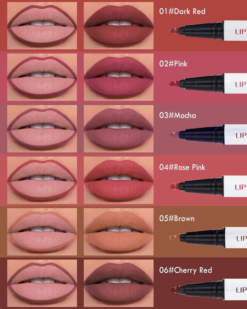 Lip Liner Stain Marker Pen-Nude Matte Waterproof Liquid Lipstick & Lip Liner Pencil, Long Lasting Smudgeproof Non-Stick Cup Lip Tint Stain, Color Stay All Day, Lipstain Makeup Gift for Women-05#Brown