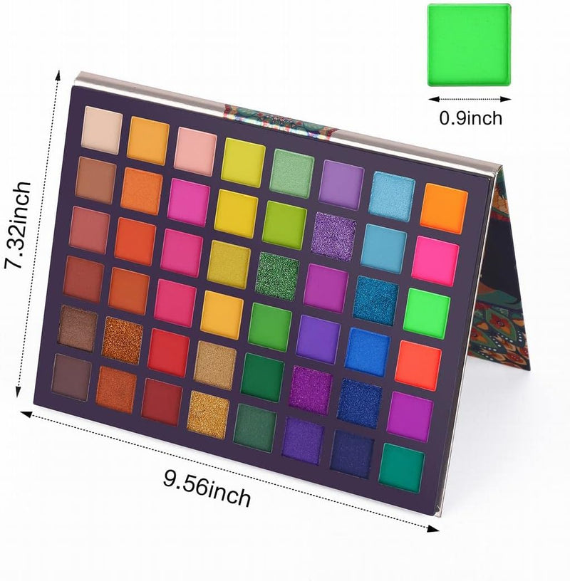EXOTIC FLAVORS Neon Eyeshadow Makeup Palette - 48 Colorful High Pigmented - Rainbow Matte Shimmer Glitter Eye Shadow Make up Pallet Gift Set
