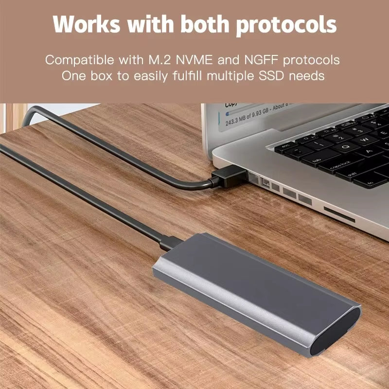 M2 Nvme SSD Case 10Gbps USB3.1 Enclosure Type C HDD Box Tool Free SATA M-Key B- Key Enclosure