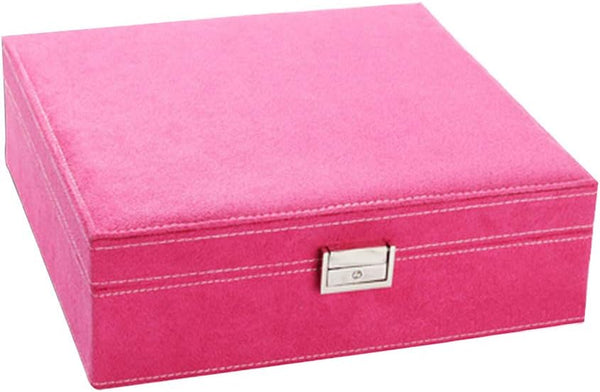 Travel Jewelry Organizer Storage Case & Two Layers Lint Wooden Jewelry Box Organizer Display Storage Case with Lock