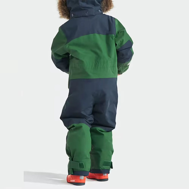 Baby Girls Boys One-Piece Ski Suits Children'S Snowboarding Fur Hooded Thick Windproof Warm Skiing Sports Clothes for Winter