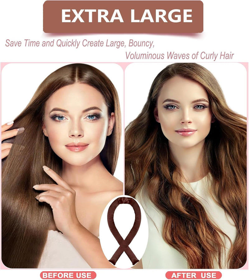 Satin XL Hair Rollers for Overnight Curls - Heatless Jumbo Curling Set with Headband and Rollers to Sleep In