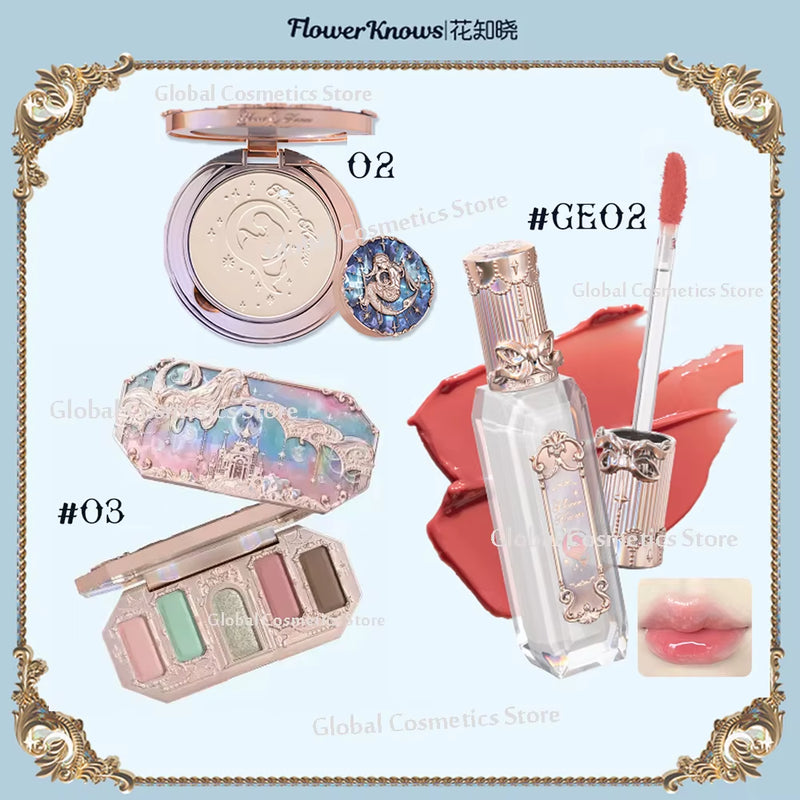 Flowerknows Moonlight Mermaid Series Makeup Kit for Women Eyeshadow Palette Lipstick Lip Gloss Makeup Powder Makeup Set