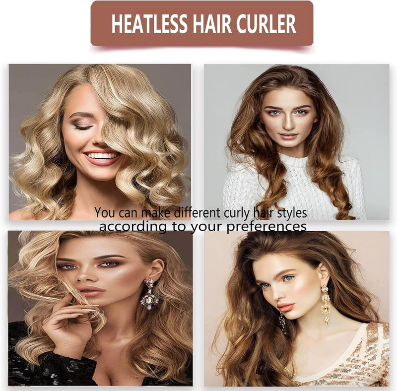 Satin XL Hair Rollers for Overnight Curls - Heatless Jumbo Curling Set with Headband and Rollers to Sleep In
